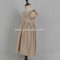 summer fashion casual solid linen dress for girls